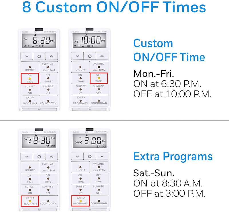 UltraPro Daysmart 7-Day In-Wall Digital Timer Switch, Presets/Countdown, Programmable Settings, Override, Sunrise/Sunset, Ideal for Indoor, Porch, Seasonal Lighting, LED, 40954 , White Home & Garden > Lighting Accessories > Lighting Timers UltraPro   