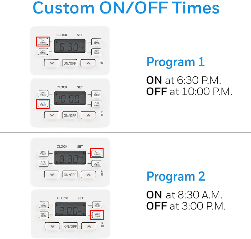 UltraPro Indoor Digital Plug-In Bar Timer, 1 Polarized Outlet, 2 ON/OFF Options, 24-Hour Cycle, Override Switch, Ideal for Lamps, Seasonal Lighting, Small Appliances, LED, 45959 Home & Garden > Lighting Accessories > Lighting Timers UltraPro   