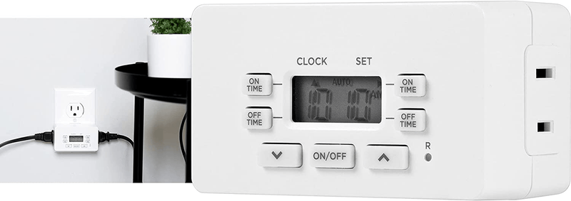 UltraPro Indoor Digital Plug-In Bar Timer, 1 Polarized Outlet, 2 ON/OFF Options, 24-Hour Cycle, Override Switch, Ideal for Lamps, Seasonal Lighting, Small Appliances, LED, 45959 Home & Garden > Lighting Accessories > Lighting Timers UltraPro 2 Outlet - 24-Hour Cycle  