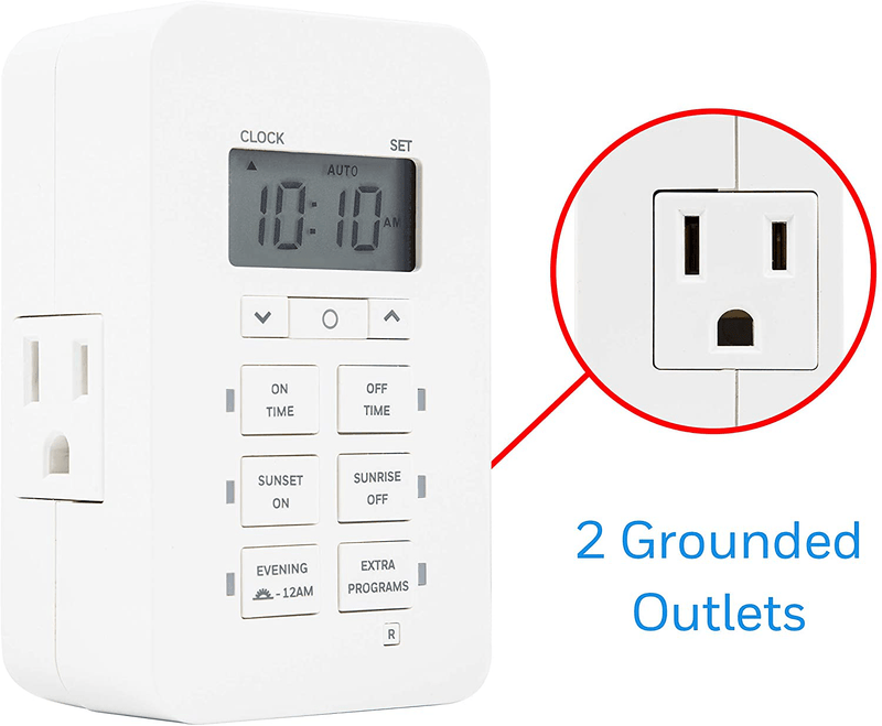 UltraProDaysmart Indoor 7-Day Plug-in Digital Timer 2 Pack, Custom Settings, Presets/Countdown, 2 Grounded Outlets, Battery Backup, Ideal for Lamps, Small Fixtures, Seasonal Lighting, LED, 46213 Home & Garden > Lighting Accessories > Lighting Timers UltraPro   