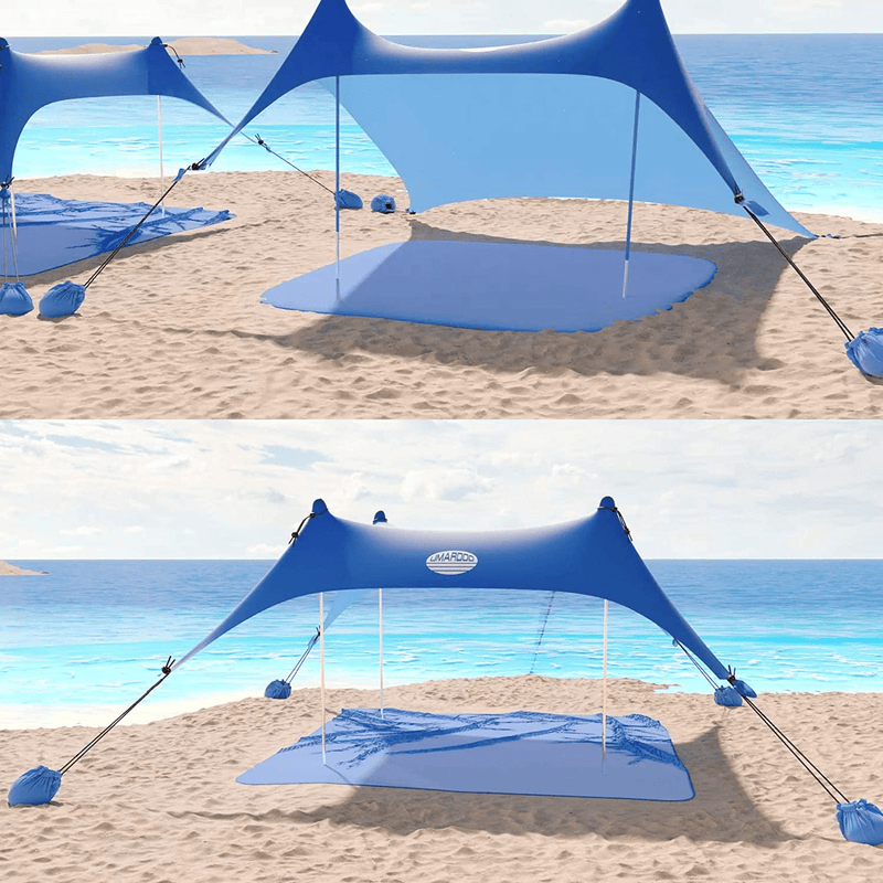 UMARDOO Family Beach Tent with 4 Aluminum Poles, Pop up Beach Sunshade with Carrying Bag (Blue, 10X9 FT) Sporting Goods > Outdoor Recreation > Camping & Hiking > Tent Accessories UMARDOO   