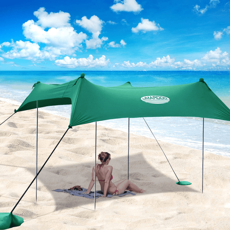 UMARDOO Family Beach Tent with 4 Aluminum Poles, Pop up Beach Sunshade with Carrying Bag (Blue, 10X9 FT) Sporting Goods > Outdoor Recreation > Camping & Hiking > Tent Accessories UMARDOO Green 7X7 FT 
