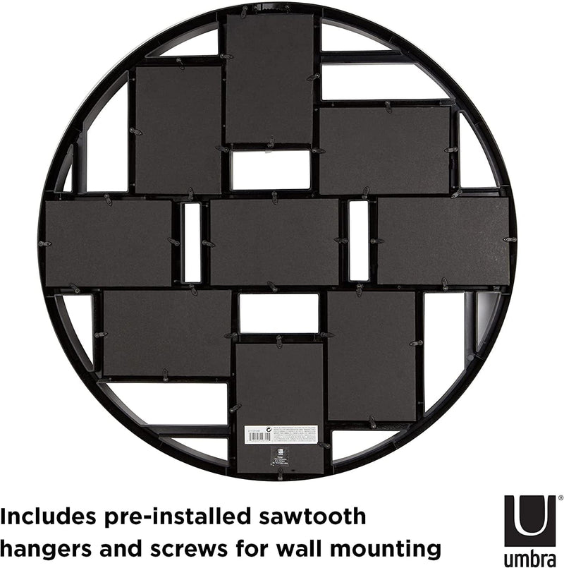 Umbra 311120-040 Luna Large 4X6 Picture Frame Collage and Wall Décor, 21.9 X 21.9 X 1.8, Black