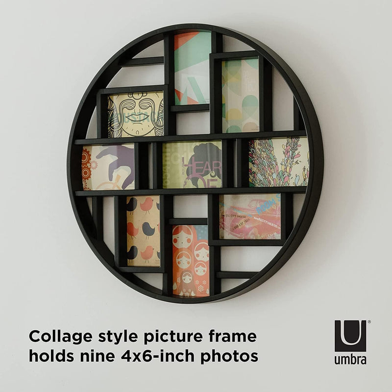 Umbra 311120-040 Luna Large 4X6 Picture Frame Collage and Wall Décor, 21.9 X 21.9 X 1.8, Black