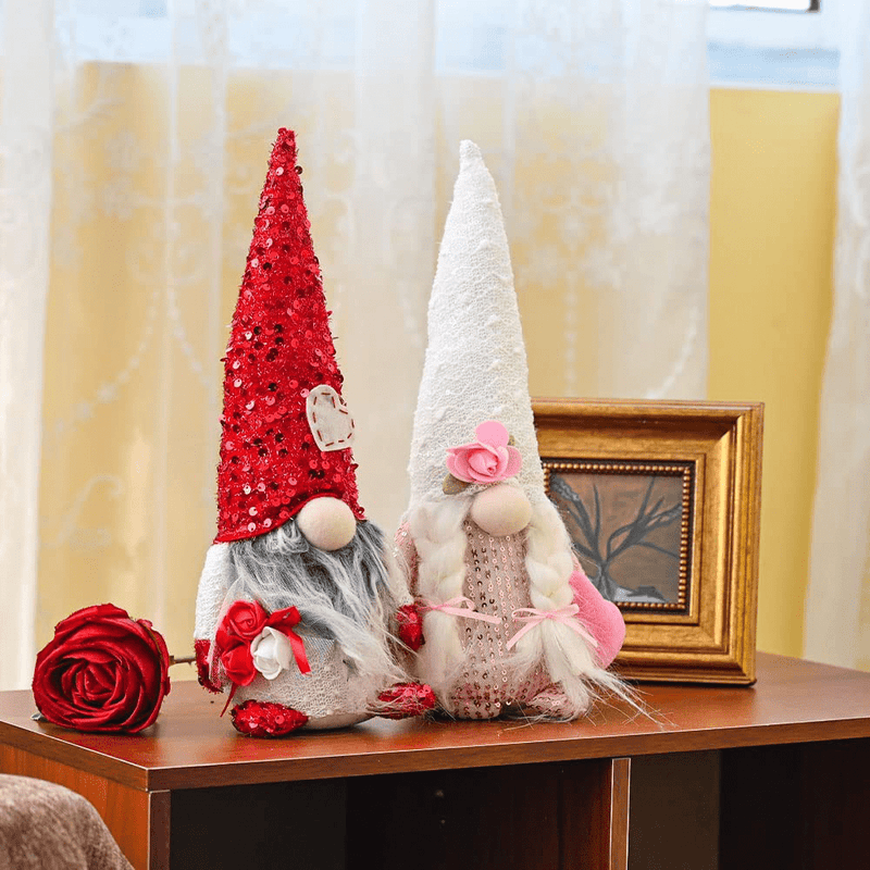 Unanscre Valentine'S Day Gnome Plush Elf Decorations - 2PCS Mr & Mrs Handmade Swedish Gnomes Plush Elf Scandinavian Tomte - Valentine'S Day Home Table Ornament, Valentine'S Day Decor Gifts Present Home & Garden > Decor > Seasonal & Holiday Decorations unanscre   