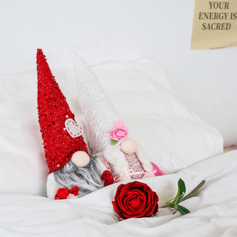 Unanscre Valentine'S Day Gnome Plush Elf Decorations - 2PCS Mr & Mrs Handmade Swedish Gnomes Plush Elf Scandinavian Tomte - Valentine'S Day Home Table Ornament, Valentine'S Day Decor Gifts Present Home & Garden > Decor > Seasonal & Holiday Decorations unanscre   