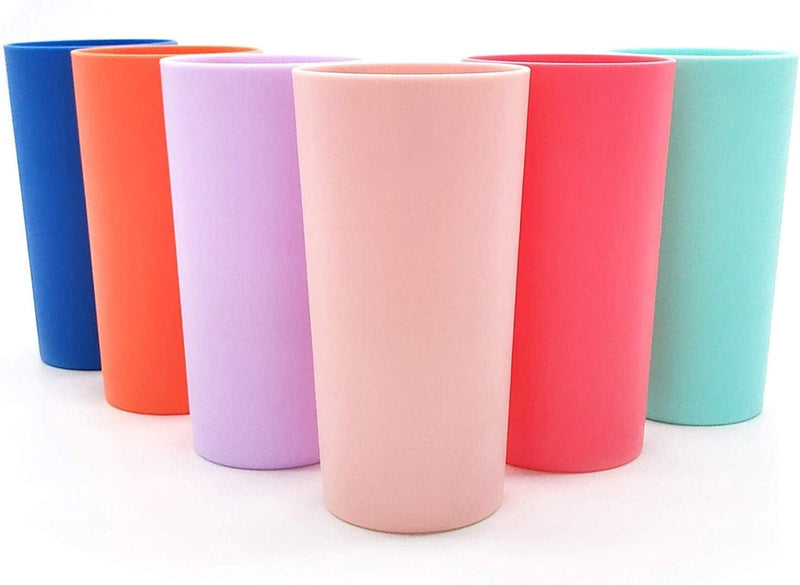 Unbreakable 26-Ounce Plastic Tumbler Drinking Glasses, Set of 12 Multicolor - Dishwasher Safe, BPA Free