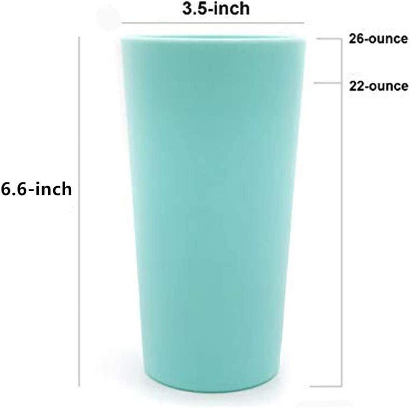 Unbreakable 26-Ounce Plastic Tumbler Drinking Glasses, Set of 12 Multicolor - Dishwasher Safe, BPA Free