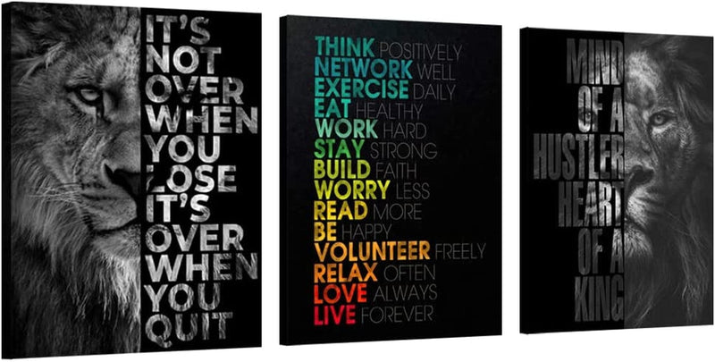 UNBRUVO Motivational Wall Art Inspirational Elephant Canvas Poster Prints Forest Paintings Picture Entrepreneur Positive Quotes Office Wall Decor Decoration for Living Room Bedroom Framed (36”Wx16”H) Home & Garden > Decor > Artwork > Posters, Prints, & Visual Artwork Unbruvo Decor-1 28"Hx60"W 