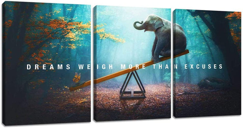 UNBRUVO Motivational Wall Art Inspirational Elephant Canvas Poster Prints Forest Paintings Picture Entrepreneur Positive Quotes Office Wall Decor Decoration for Living Room Bedroom Framed (36”Wx16”H) Home & Garden > Decor > Artwork > Posters, Prints, & Visual Artwork Unbruvo Decor-5 24"Hx48"W 