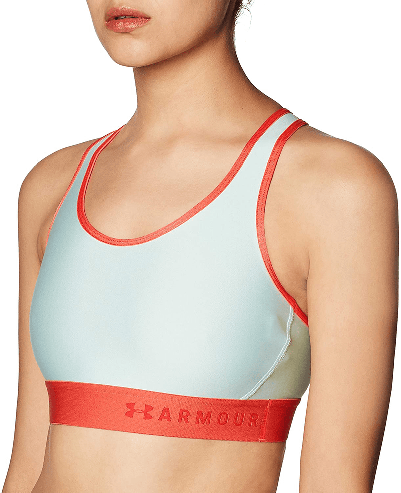 Under Armour Women's Armour Mid Keyhole Sports Bra Apparel & Accessories > Clothing > Underwear & Socks > Bras Under Armour Seaglass Blue (403)/Versa Red Large 
