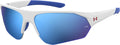 Under Armour Youth UA Playmaker Jr. Wrap Sunglasses Sporting Goods > Outdoor Recreation > Winter Sports & Activities Under Armour Matte White/Blue Multi 69 Millimeters 