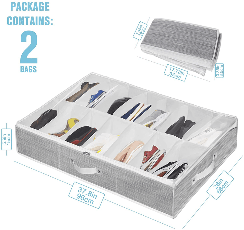 Under Bed Shoes Organizer Storage Bag - Fits 28 Pairs Underbed Shoe Closet Container Solution with Clear Window and 2 Sturdy Handles for Men Sneakers,High Heels,Flip Flop - Set of 2 Furniture > Cabinets & Storage > Armoires & Wardrobes VERONLY   