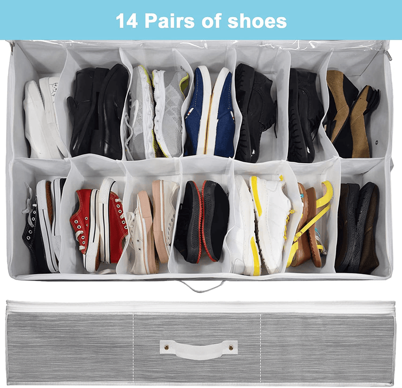 Under Bed Shoes Organizer Storage Bag - Fits 28 Pairs Underbed Shoe Closet Container Solution with Clear Window and 2 Sturdy Handles for Men Sneakers,High Heels,Flip Flop - Set of 2 Furniture > Cabinets & Storage > Armoires & Wardrobes VERONLY   