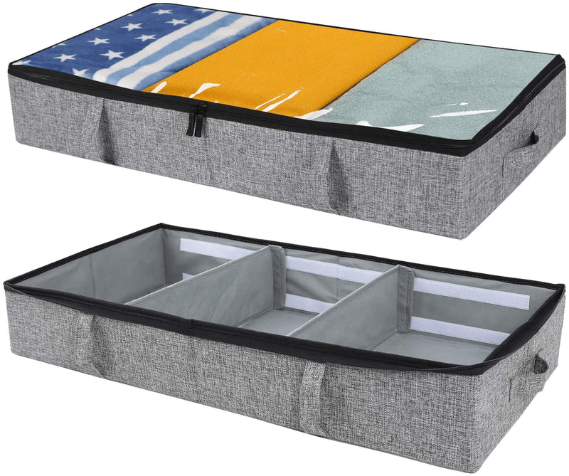 Under Bed Storage Vailando Adjustable Dividers Storage Organizer with Sturdy Structure, for Clothes Blankets Shoes 2 Pack Furniture > Cabinets & Storage > Armoires & Wardrobes Vailando   