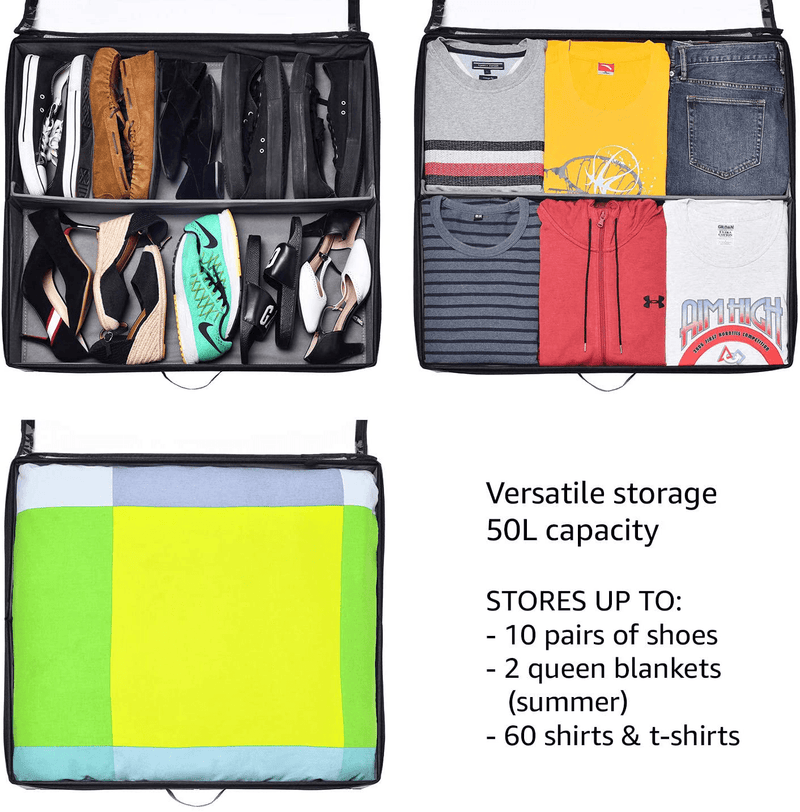 Under Bed Storage with Wheels, Clear Top Cover and Steel Weight-Bearing Elements, for Shoes, Clothing, and Blankets, 28X24X6.5In, Set of 2 Furniture > Cabinets & Storage > Armoires & Wardrobes storageLAB   