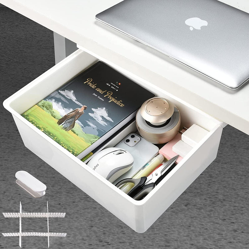 Under Desk Drawer[X-Large], Self-Adhesive under Desk Storage, Desk Drawer Organizer for Office Home Stationery