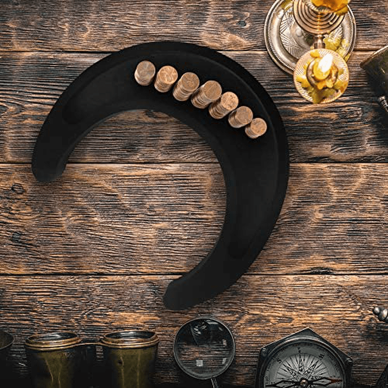 Underground Whispers Small Wooden Moon Tray - Gothic Organizer - Moon Stone & Marble Tray - Goth Room/Bedroom Decor - Display for Oil Diffuser, Stones, Crystals, Jewelry, Keys Home & Garden > Decor > Decorative Trays Underground Whispers   