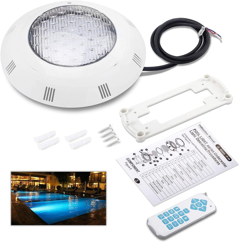 Underwater Inground Pool Light, 45W 12V AC/DC IP68 Waterproof Led Swimming Pool Light, RGB 7 Colors Changing with Remote Controller(1.8 Meter/5.9Ft Wire) Home & Garden > Pool & Spa > Pool & Spa Accessories Minko   