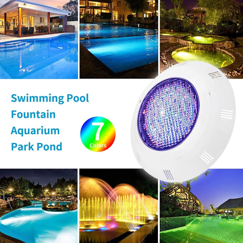 Underwater Inground Pool Light, 45W 12V AC/DC IP68 Waterproof Led Swimming Pool Light, RGB 7 Colors Changing with Remote Controller(1.8 Meter/5.9Ft Wire) Home & Garden > Pool & Spa > Pool & Spa Accessories Minko   