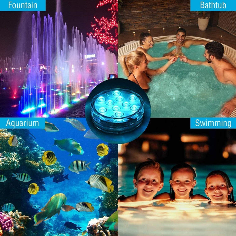 Underwater Submersible LED Lights for Halloween Decor Waterproof Battery Operated Remote Control Wireless LED Lights for Hot Tub,Pond,Pool,Fountain,Waterfall,Aquarium,Party,Vase Base,Christmas Home & Garden > Pool & Spa > Pool & Spa Accessories Generic   