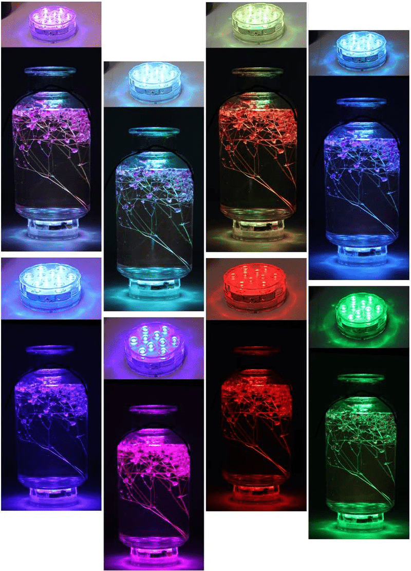 Underwater Submersible LED Lights Waterproof Multi Color Battery Operated Remote Control Wireless LED Lights for Hot Tub,Pond,Pool,Fountain,Waterfall,Aquarium,Party,Vase Base,Christmas,IP68 2pack  WHATOOK   