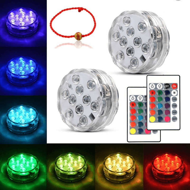Underwater Submersible LED Lights Waterproof Multi Color Battery Operated Remote Control Wireless LED Lights for Hot Tub,Pond,Pool,Fountain,Waterfall,Aquarium,Party,Vase Base,Christmas,IP68 2pack