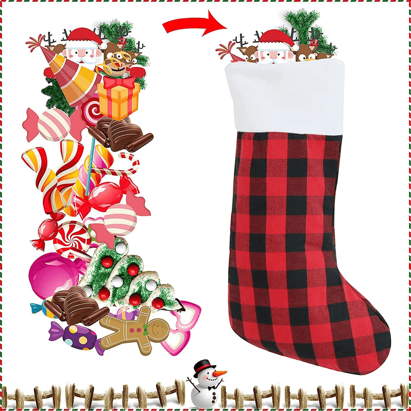 Uneam Christmas Stockings 6 Pack 18 Inch Buffalo Plaid Christmas Stockings White Plush Trim Classic Personalized Large Stocking Decorations for Family Holiday Xmas Party Decoration（Red Black） Home & Garden > Decor > Seasonal & Holiday Decorations& Garden > Decor > Seasonal & Holiday Decorations Uneam   