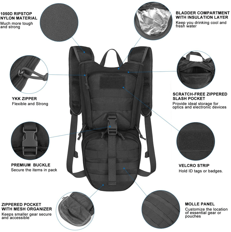 Unigear Tactical Hydration Packs Backpack 1050D with 2.5L Water Bladder, Thermal Insulation Pack Keeps Liquid Cool up to 4 Hours for Hiking, Cycling, Hunting and Climbing