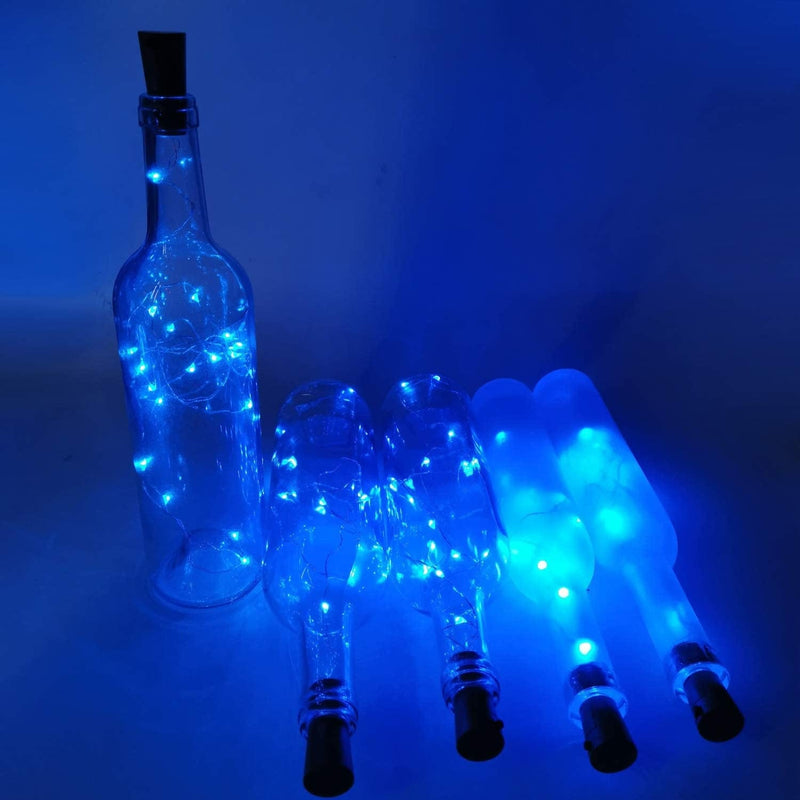 UNIQLED 10 Packs 20 LED Wine Bottle Cork Starry String Lights Battery Operated Fairy Night Wire Lights for DIY Wedding Decor Party Christmas Holiday Decoration (Blue) Home & Garden > Lighting > Light Ropes & Strings UNIQLED   