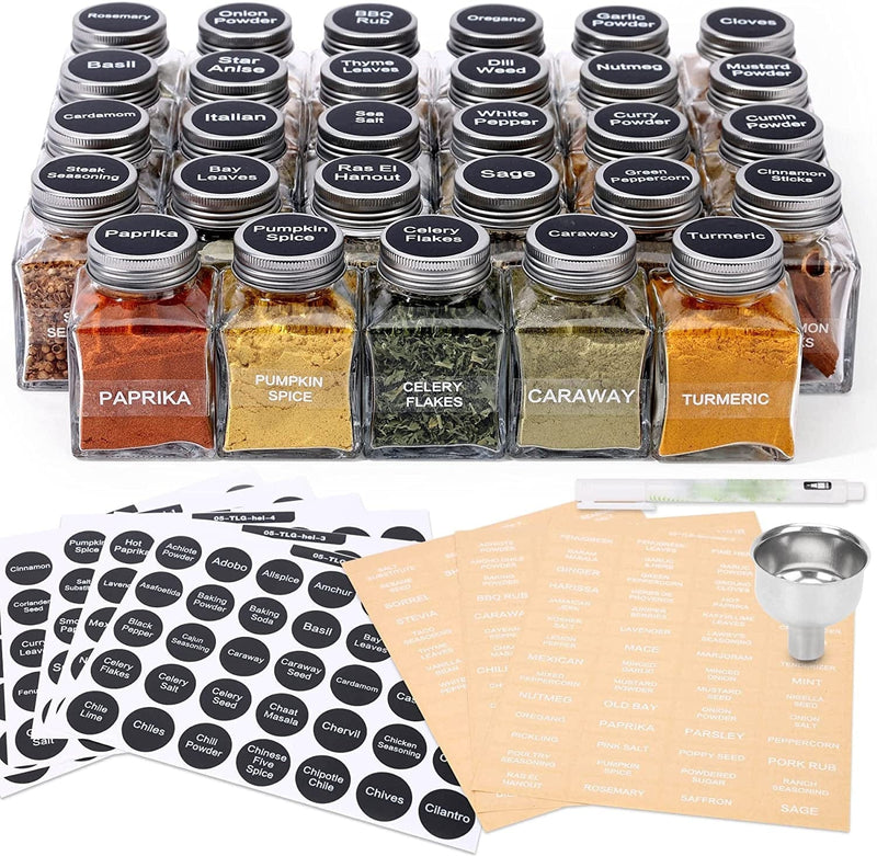 Unique Design Spice Jars with 372 Labels, 29-Pack 4.5 Oz Personalized Cubic Clear Glass Spice Jars with Shakers, Lids, Empty Square Reusable Kitchen Spice Storage Containers Home & Garden > Decor > Decorative Jars MIUKAA   