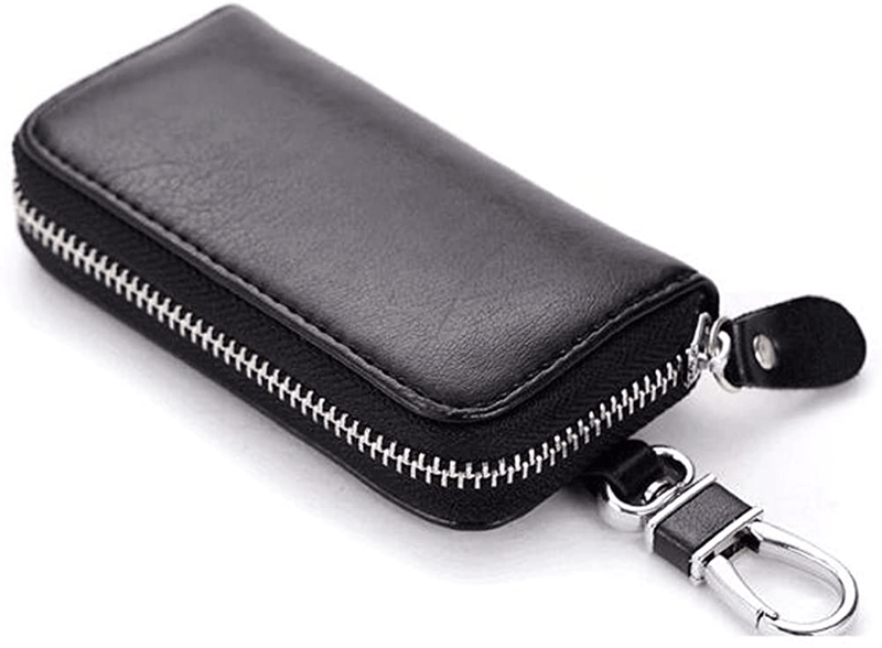 Unisex Mens Womens Premium Leather Car Key Holder Bag Keychain Case Wallet with 6 Hooks Zipper Closure  WESTONETEK   