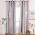 UNISTAR 2 Panels Blackout Stars Curtains for Kids Girls Bedroom Living Room Decor Colorful Double Layer Star Cut Out Stripe Teal Pink Rainbow Window Wall Home Decoration Curtain W52 X L63 Inches Home & Garden > Decor > Window Treatments > Curtains & Drapes Unistar 2 Panels 丨 Rainbow-pink&grey W42 * H84 | 2 Panels 