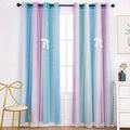 UNISTAR 2 Panels Blackout Stars Curtains for Kids Girls Bedroom Living Room Decor Colorful Double Layer Star Cut Out Stripe Teal Pink Rainbow Window Wall Home Decoration Curtain W52 X L63 Inches Home & Garden > Decor > Window Treatments > Curtains & Drapes Unistar 2 Panels 丨 Rainbow-blue&purple W52 * H84 | 2 Panels 