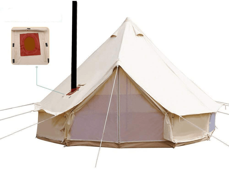 UNISTRENGH 4 Season Large Waterproof Cotton Canvas Bell Tent Beige Glamping Tent with Roof Stove Jack Hole for Camping Hiking Christmas Party Sporting Goods > Outdoor Recreation > Camping & Hiking > Tent Accessories Unistrengh Beige Diameter: 5M-16.4ft 