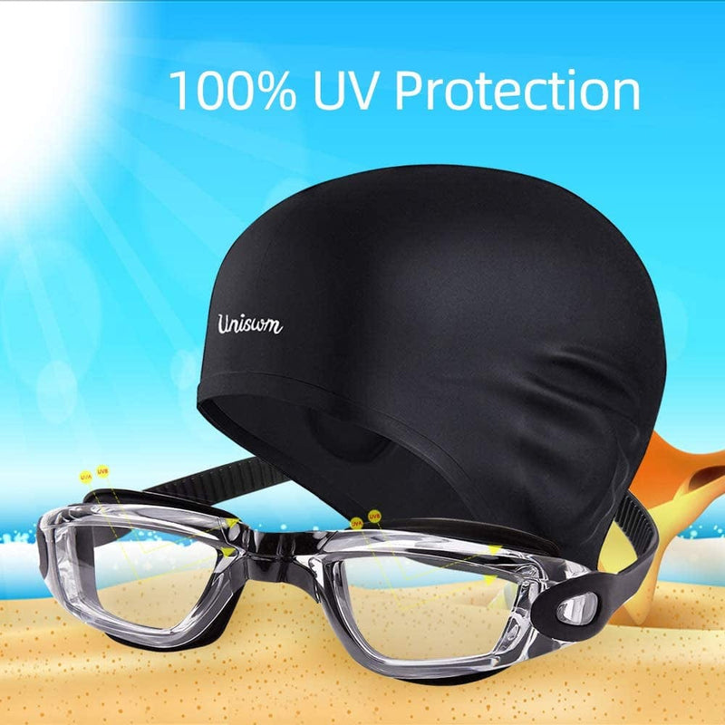 Uniswim Swimming Goggles Swimming Cap Set Swim Glasses Silicone Swim Hat Pack for Adults with anti Fog Glasses for Swimming Sporting Goods > Outdoor Recreation > Boating & Water Sports > Swimming > Swim Goggles & Masks Uniswim   