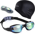 Uniswim Swimming Goggles Swimming Cap Set Swim Glasses Silicone Swim Hat Pack for Adults with anti Fog Glasses for Swimming Sporting Goods > Outdoor Recreation > Boating & Water Sports > Swimming > Swim Caps Uniswim Colorful  