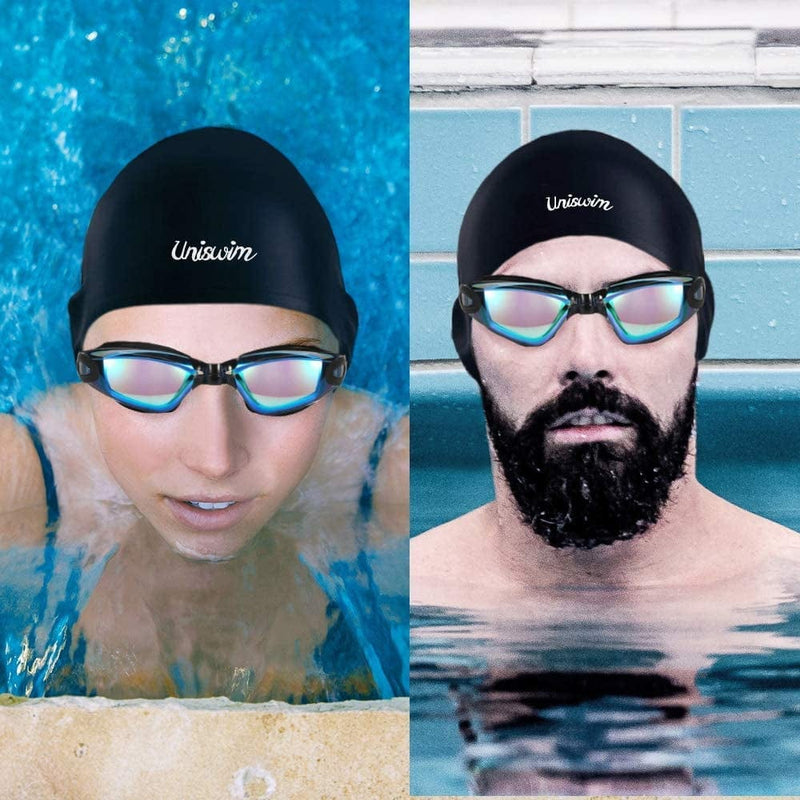Uniswim Swimming Goggles Swimming Cap Set Swim Glasses Silicone Swim Hat Pack for Adults with anti Fog Glasses for Swimming Sporting Goods > Outdoor Recreation > Boating & Water Sports > Swimming > Swim Caps Uniswim   