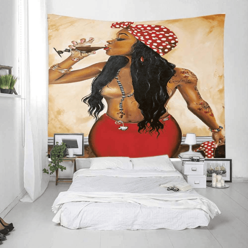 Unitendo African American Black Girl Colourful Print Wall Hanging Tapestries Indian Polyester Picnic Bedsheet Afro Wall Art Decor Hippie Tapestry, 60''X 80'' Sexy Laday. Home & Garden > Decor > Artwork > Decorative Tapestries Unitendo Gray 60''X 80'' 