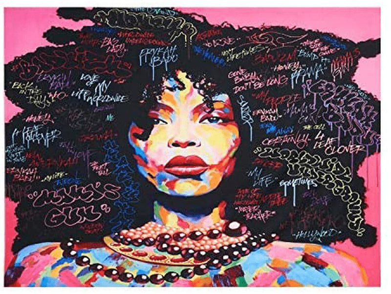 Unitendo African American Black Girl Colourful Print Wall Hanging Tapestries Indian Polyester Picnic Bedsheet Afro Wall Art Decor Hippie Tapestry, 80''X 60'' Afro Explosion Hair Girl Home & Garden > Decor > Artwork > Decorative Tapestries Unitendo   