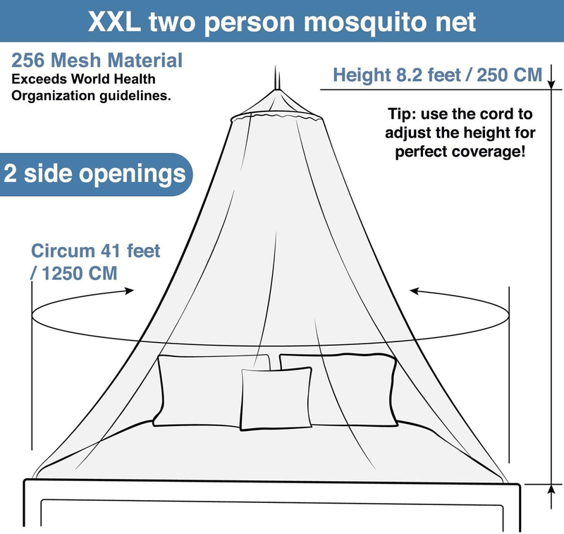 Universal Backpackers Mosquito Net for Single to King-Sized Beds – 2 Openings or Fully-Enclosed Bed Canopy – Conical Design for Decoration or Travel – Free Bag & Hanging Kit for Easy Setup Sporting Goods > Outdoor Recreation > Camping & Hiking > Mosquito Nets & Insect Screens Universal Backpackers   