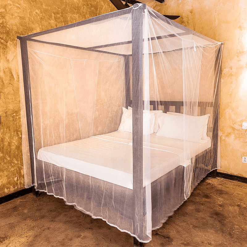 Universal Backpackers Mosquito Net for Single to King-Sized Beds – 2 Side Openings & 6 Hanging Loops – Decorative Rectangular Shape for Home & Travel – Bed Canopy Hanging Kit & Carrying Bag Included