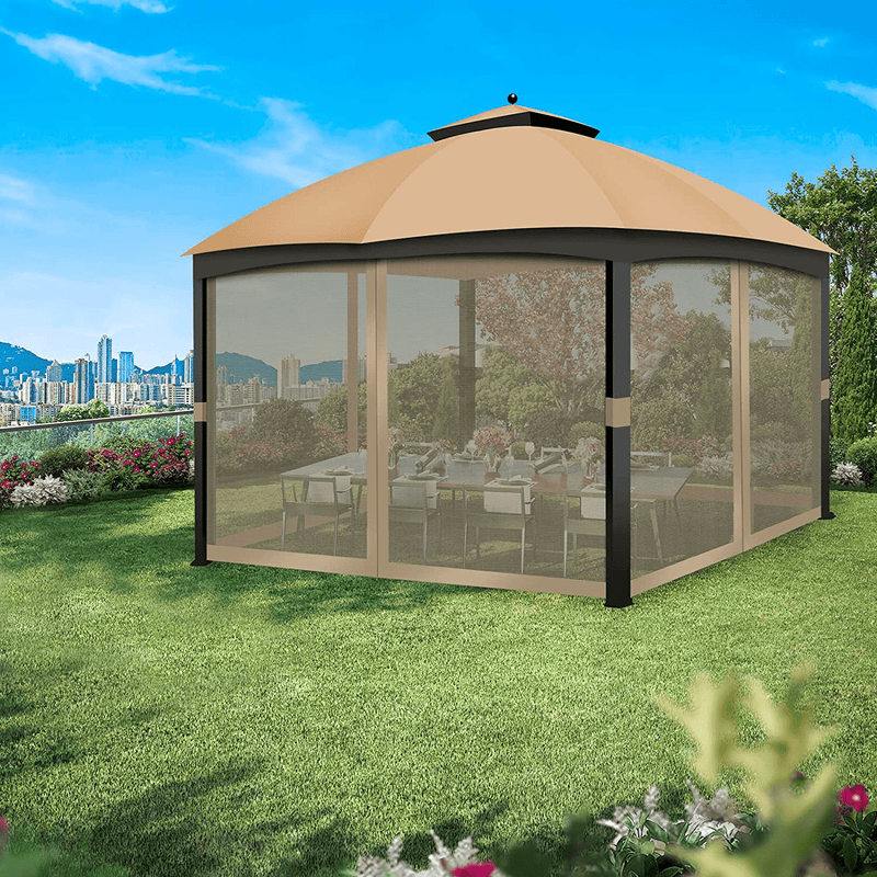 Universal Replacement Mosquito Netting Mesh Sidewall Curtain with Zipper 10’ x 10’ Gazebo Canopy Tent (Khaki) Home & Garden > Lawn & Garden > Outdoor Living > Outdoor Structures > Canopies & Gazebos Tengyue   