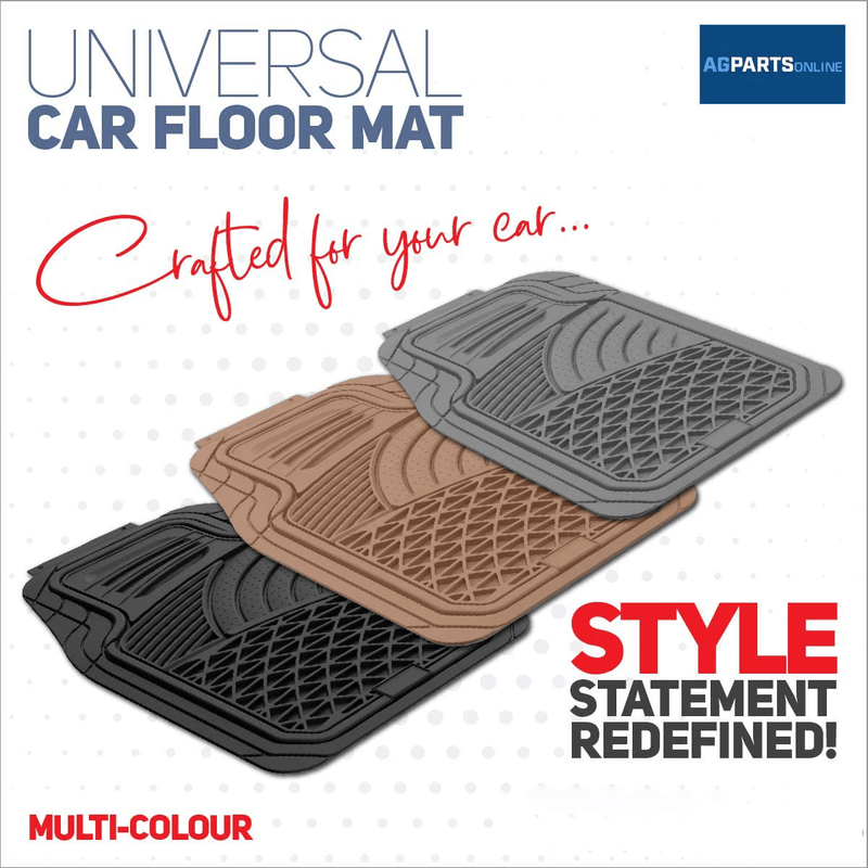 Universal Rubber Floor Mats All Season Custom Fit All Cars 4 Piece Grey