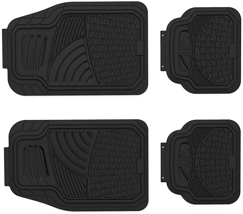 Universal Rubber Floor Mats All Season Custom Fit All Cars 4 Piece Grey Vehicles & Parts > Vehicle Parts & Accessories > Motor Vehicle Parts > Motor Vehicle Seating AG PARTS ONLINE BLACK  