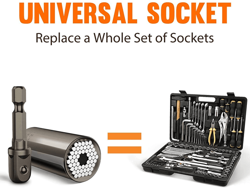 Universal Socket Gifts for Men - 7-19 mm Tools for Men Universal Socket Wrench, Power Tools Adapter Socket Hand Tools, Socket Wrench Gifts Tools (Glossy Black)