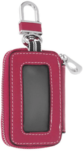 Universal Vehicle Smart Key Case Remote Fob Case Leather Car Key Holder Keychain Ring Case Bag for Men Women  Keeping Rose Red  