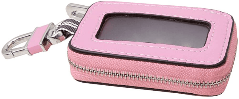Universal Vehicle Smart Key Case Remote Fob Case Leather Car Key Holder Keychain Ring Case Bag for Men Women  Keeping Pink  