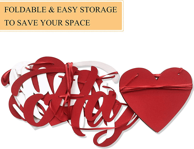 Uniwish Pre-Strung Happy Valentine’S Day Banner Decorations Garland Red Hearts Bunting for Wedding Bridal Shower Engagement Party Supplies Arts & Entertainment > Party & Celebration > Party Supplies Uniwish   