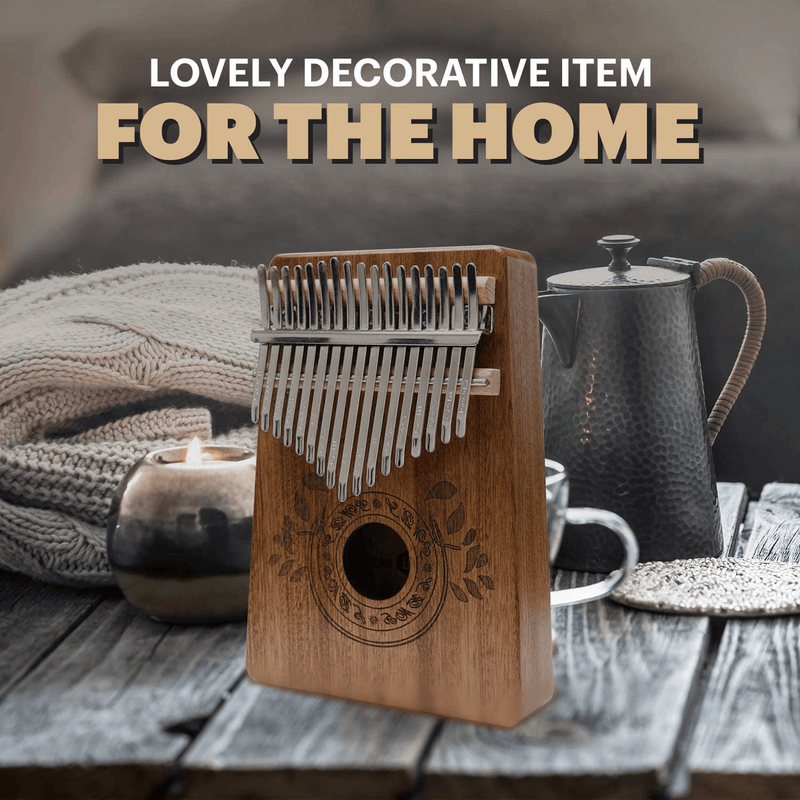 UNOKKI Mahogany Kalimba 17-Key Thumb Piano with Instruction Book and Tuning Hammer – Portable Personal Musical Instrument for Kids and Adults, Beginners to Professionals – Color: Light Brown